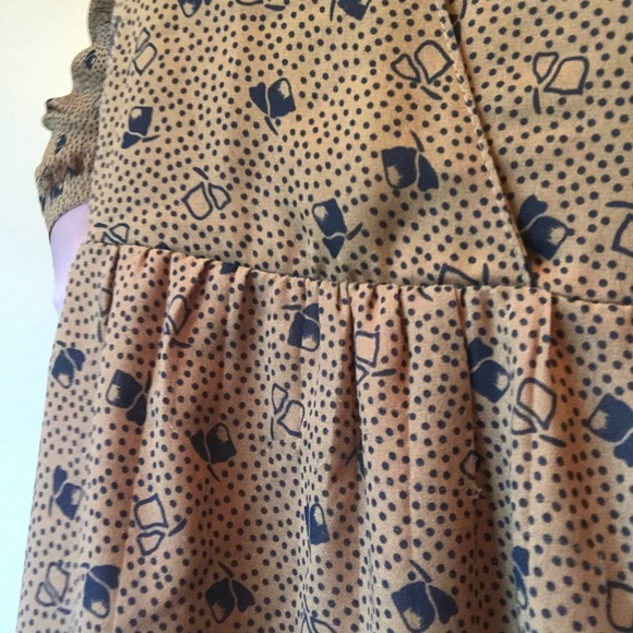 Vintage brown flowy Midi Dress Small - Picture 4 of 10